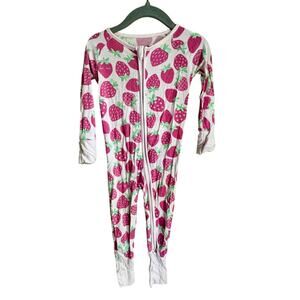 Little Sleepies Strawberry Sleeper Onesie 6-12 Months Zippy Bamboo One Piece